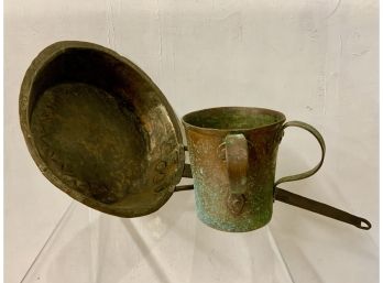 Pair Of Antique Hand Forged Copper Items