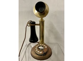Antique Western Electric 1913 Brass Candlestick Phone With Rotary Dial