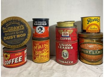Big Lot Of Antique Food/Tobacco/Coffee Tins B