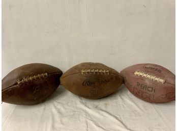 Trio Of Vintage/Antique Footballs, Harvard A.A., Rawlings Intercollegiate And Reach NFL Heismann
