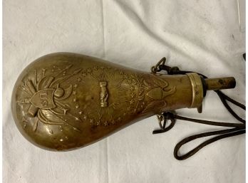 Brass Musket Powder Flask With Federal Eagle