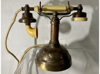 Antique Regency Brass And Bakelite Telephone
