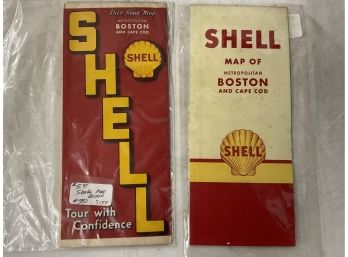 Two Antique Shell Maps Of Boston And Cape Cod
