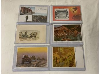 Six Foreign Military Postcards, Chinese And Japanese NWOB