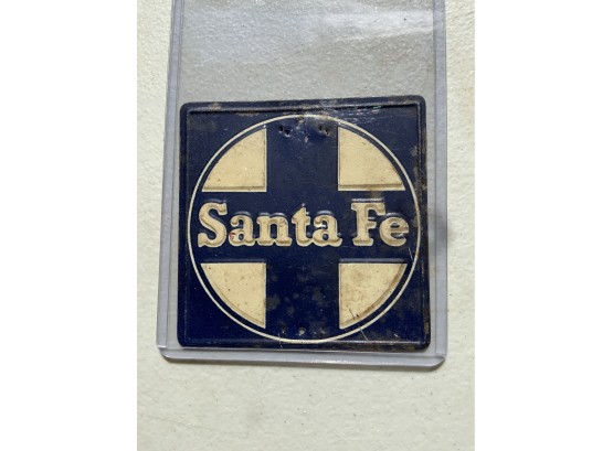 Vintage Miniature Tin Santa Fe Railroad Sign