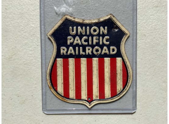 Vintage Miniature Tin Railroad Sign Union Pacific Railroad