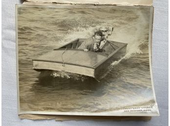 New Bedford Antique Photo Of Man Racing Strange Vessel