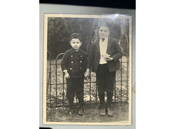 Large Antique Photo Of Two Young Boys