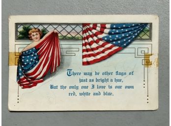 Antique American Flag Postcard NWOB