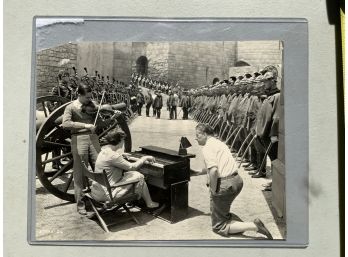 Antique Film Photo Of Military With Director And Organ Player