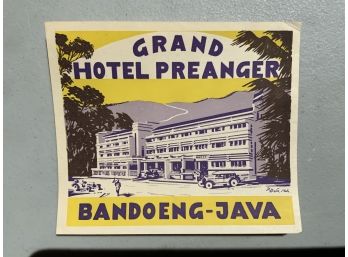Antique Grand Hotel Preanger Bandoeng-Java Luggage Sticker