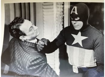 Two Vintage Press Photos Including Captain America, Dean Martin And Jerry Lewis