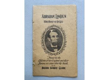 Antique 1909 Printed Pamphlet Abraham Lincoln Boston Globe