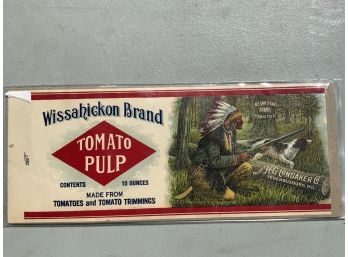Antique Wissahickon Brand Tomato Pulp Can Label