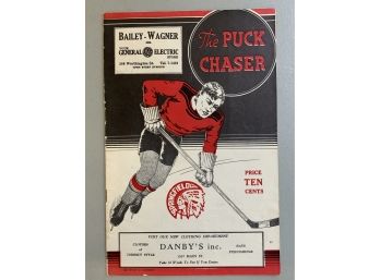 1937 The Puck Chaser Springfield Indians Vs Providence Reds Scorebook