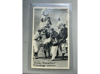 Antique Print Of Randy Moore Hurt Stealing Second Base Brooklyn Dodgers
