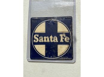 Vintage Miniature Tin Santa Fe Railroad Sign