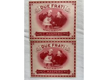 Two Antique Macaroni Labels