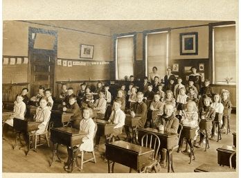 Antique Photograph Of Children And Teachers In Classroom