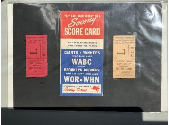 Socony Score Card Giants Vs Yankees And Tickets