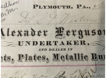 19th Century Receipt Ephemera Including Undertaker Receipt