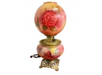 Antique Gone With The Wind Lamp Hand Painted