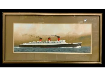 Original Gouache John Batchelor (B 1936) Signed Steamship Painting