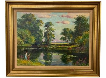 RAA Wayne Beam Morrell Signed Oil Painting On Board Of Mill Pond Rockport MA 1981