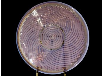 Rare Spiral Pattern Opalescent Glass Platter