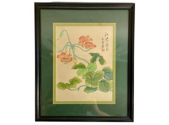 Painting Of Squash Blossoms On Silk