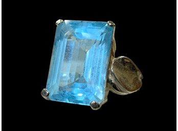 Sterling Cocktail Ring Blue Stone