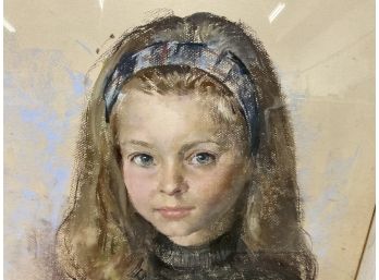 Jack Callahan Signed Pastel Portrait Of Young Girl