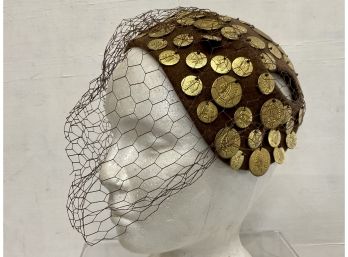 1940s Bes Ben Indian Chief Coin Surrealist Couture Hat