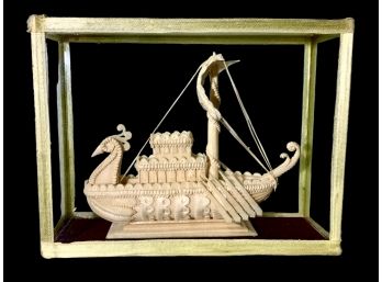 Vintage/Antique Carved Balsa Wood Ship Diorama