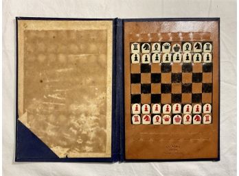 Antique Victorian Leather Travel Chess Set