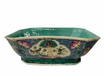 Antique Chinese Famille Rose Deep Footed Dish