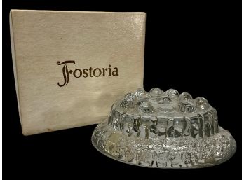 Funky Fostoria Antique Crystal Paperweight Abstract Boulder Jello Mold Orig Box