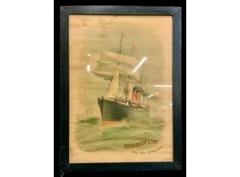S.S. Vancouver Antique Steamship Poster In Frame Dominion Line Royal Mail Steamships