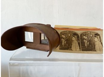 Antique Wooden Stereoscope Stereoptican With 37 Cards