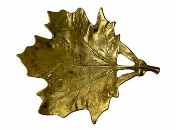 Heavy Brass Vintage Sugar Maple Leaf Dish