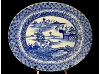 Antique Blue Willow Pattern Stoneware Platter