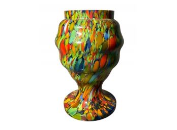 1920s Czech Art Deco Kralik 'End Of Day' Spatter Footed Posy Vase