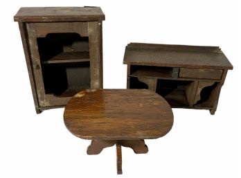 Antique Wooden Dollhouse Furniture