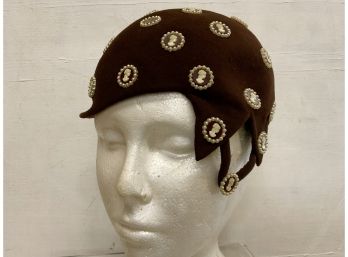 1940s Bes Ben Surrealist Couture Antique Hat With Cameos