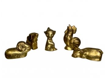 Five Abstract Bronze Chinese Zodiac Figurines