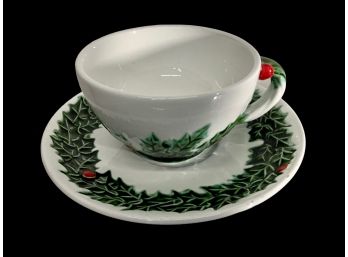 Vintage Lefton Christmas Cup And Saucer