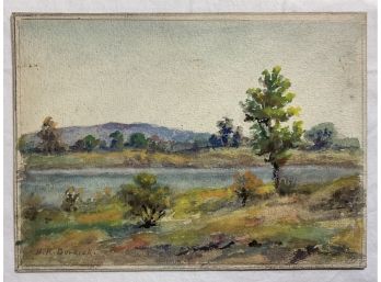Painting Horace Robbins Burdick Small Landscape Watercolor On Board B