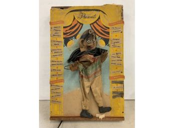 Rare Antique Presents Puppet Toy Mounted On Wood