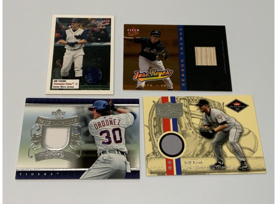 Jim Thome, Jeff Kent And Magglio Ordonez Jersey Cards And A Jose Reyes Bat Card 90/399
