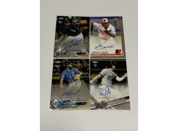 Cedric Mullins, Hunter Wood, Brett Phillips And Thyago Viera Topps Chrome Autographed Rookie Cards